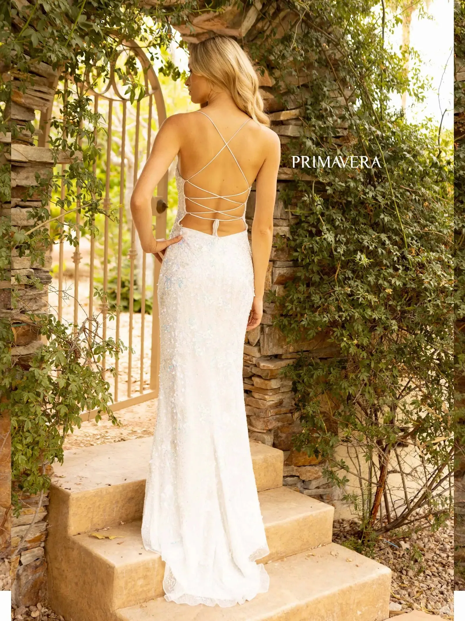 Primavera Couture 3931 Prom Dress Long Beaded Gown Backless sequin Formal Gown