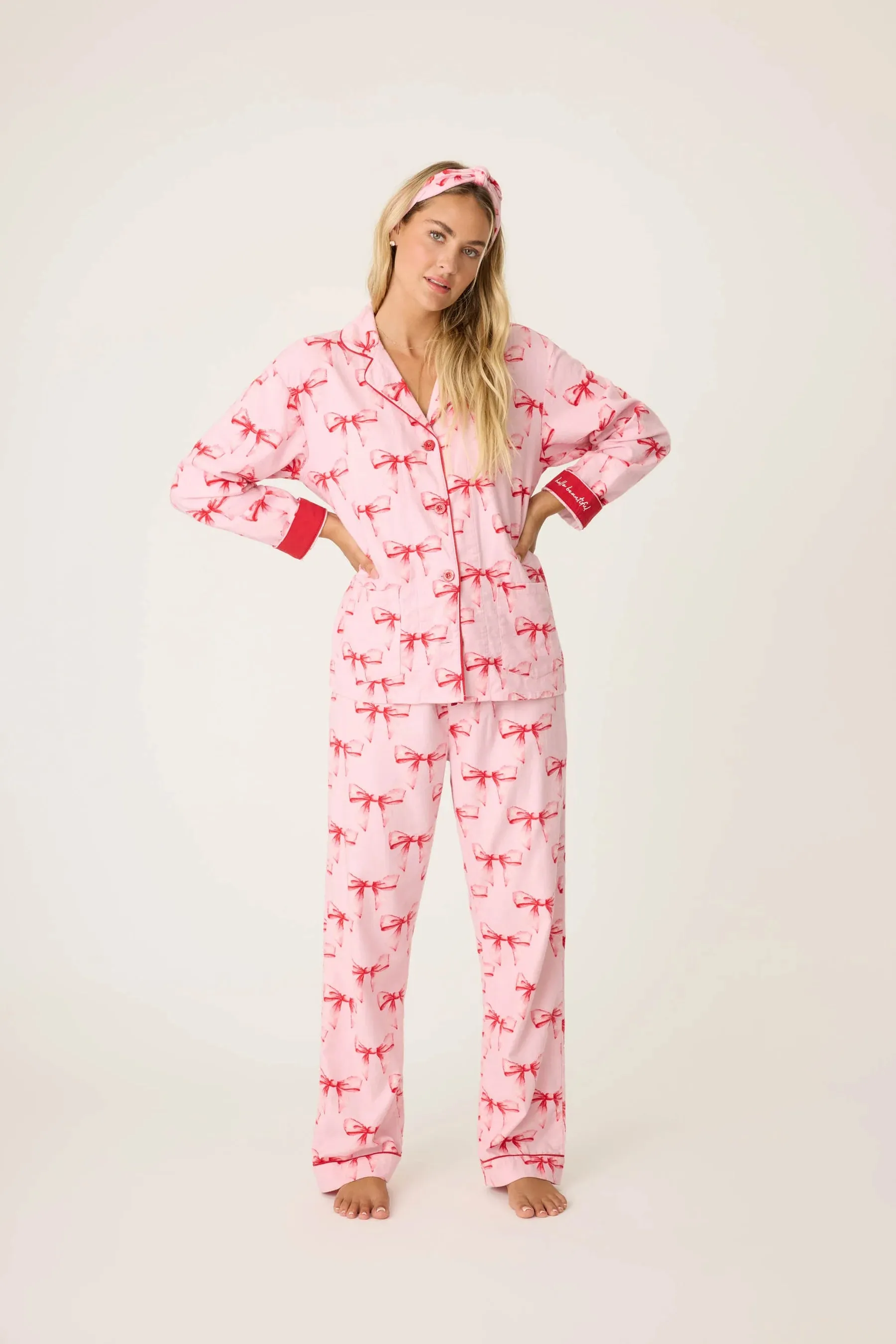 Ribbons and Bows Flannel Pajama Set