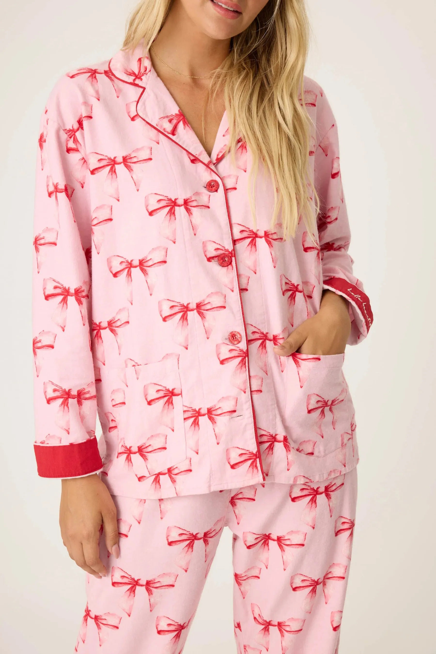 Ribbons and Bows Flannel Pajama Set