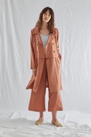 SABATINI LINEN ZIP-OFF TRENCH COAT