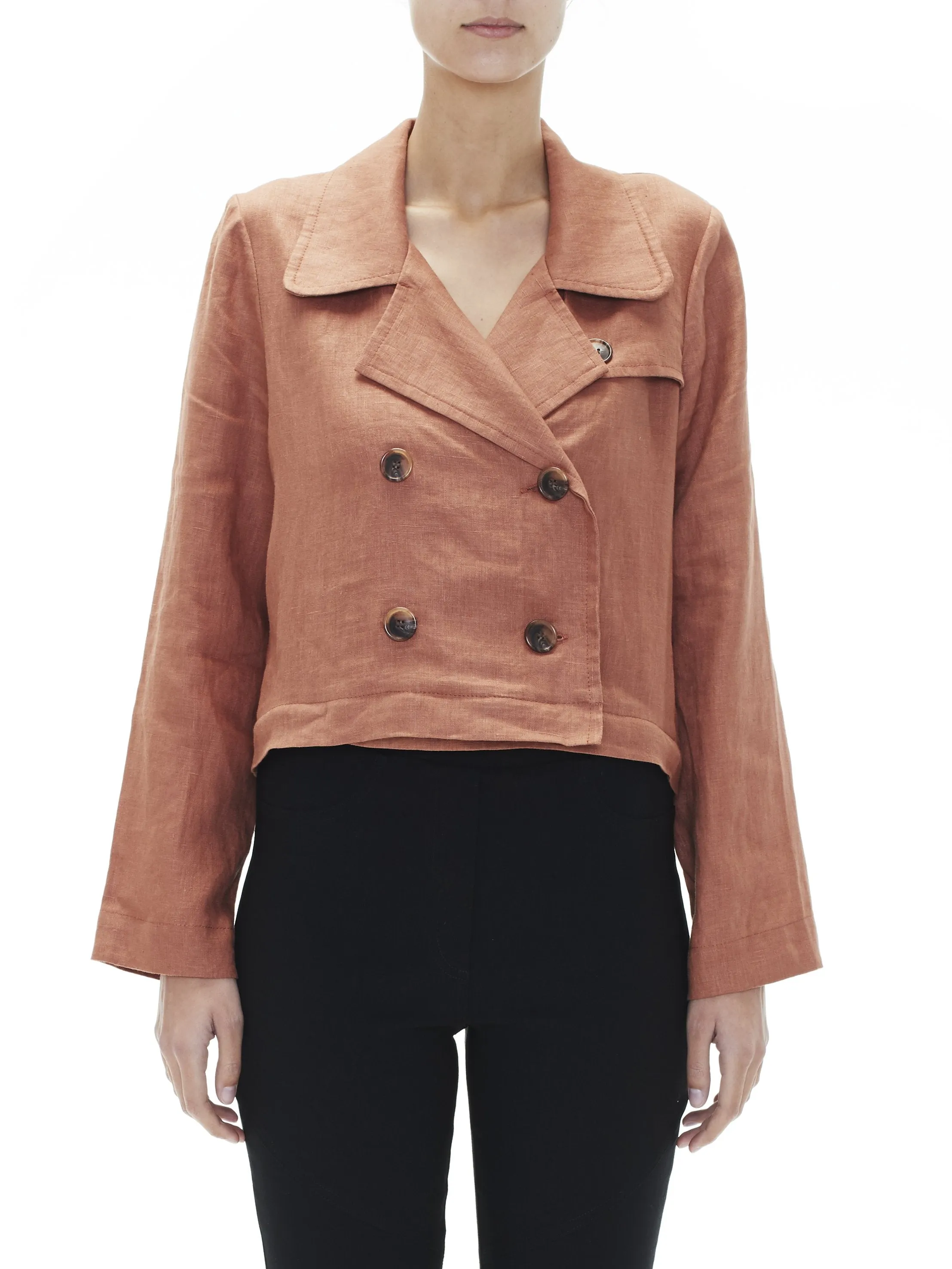 SABATINI LINEN ZIP-OFF TRENCH COAT