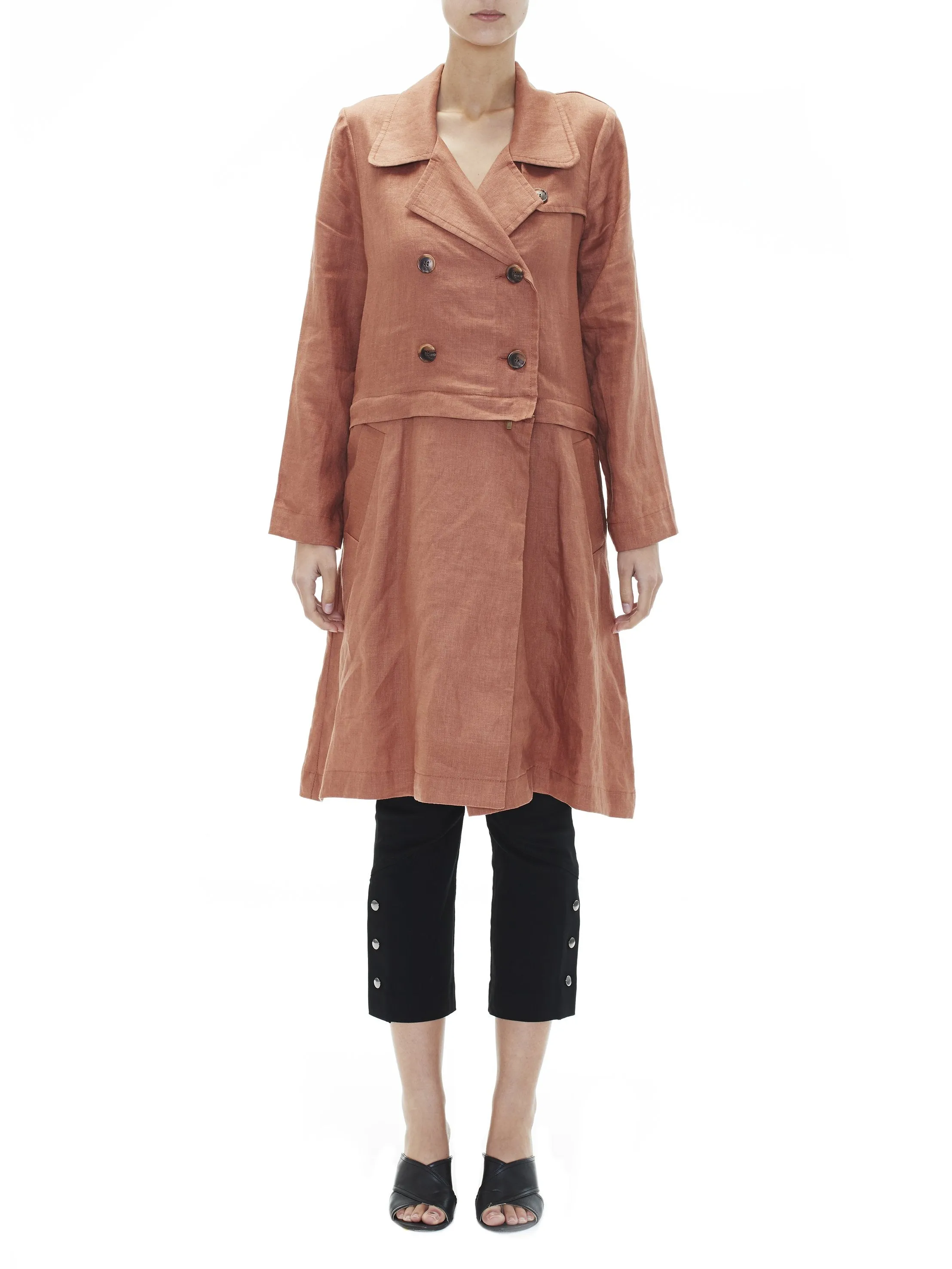 SABATINI LINEN ZIP-OFF TRENCH COAT