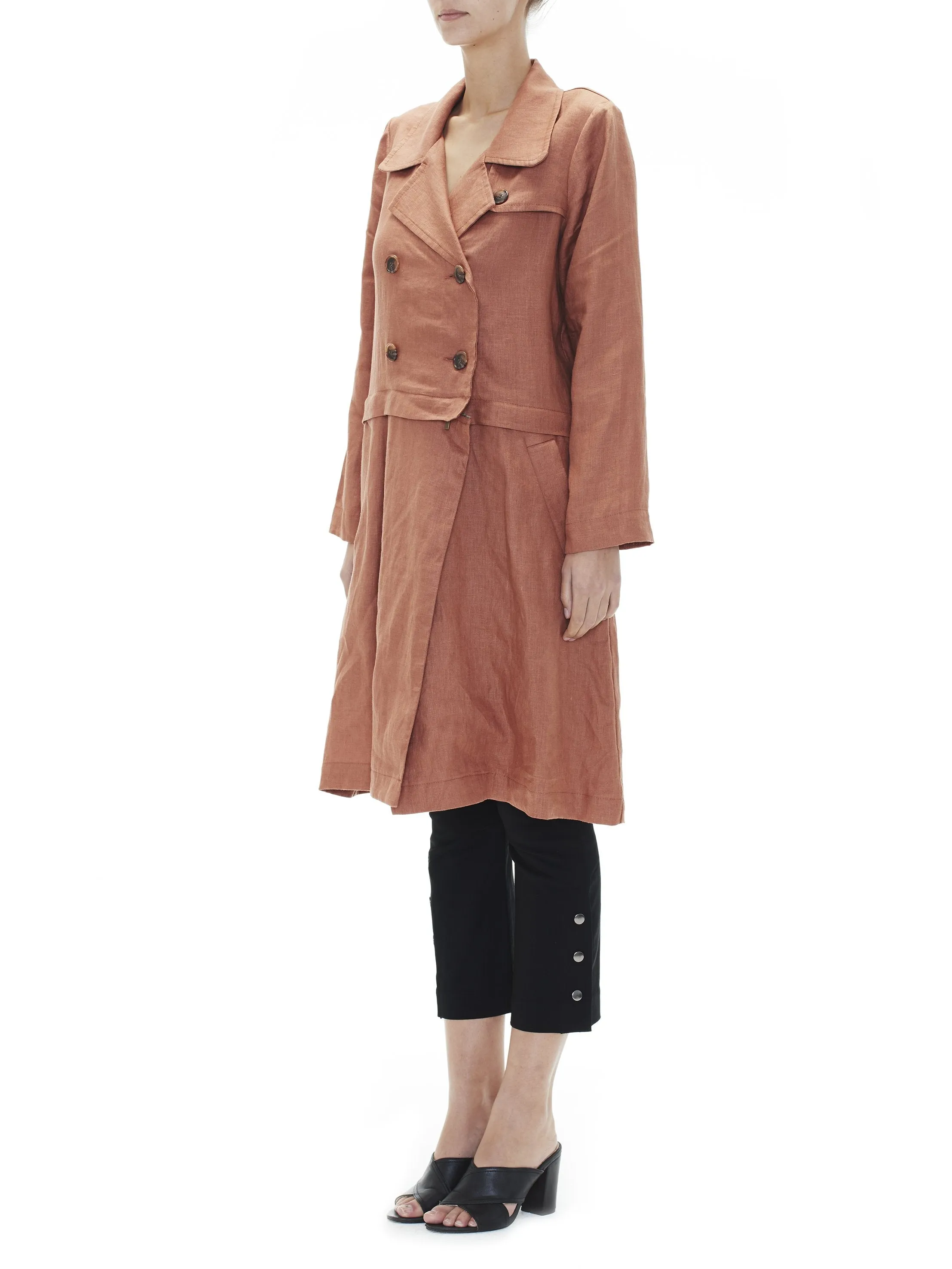 SABATINI LINEN ZIP-OFF TRENCH COAT