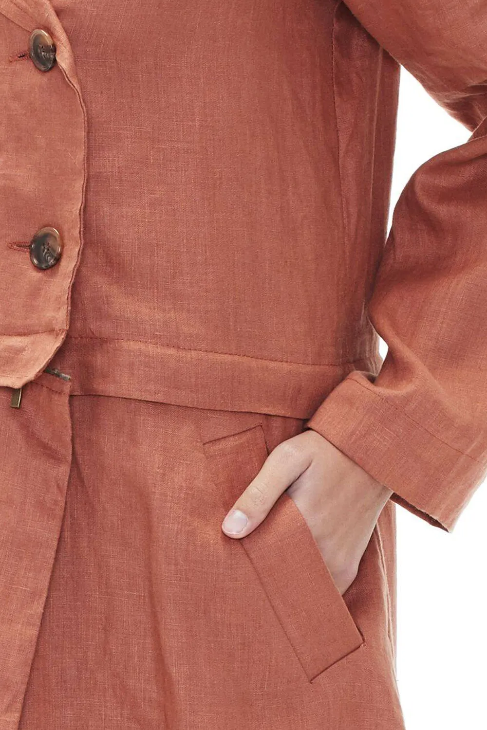 SABATINI LINEN ZIP-OFF TRENCH COAT