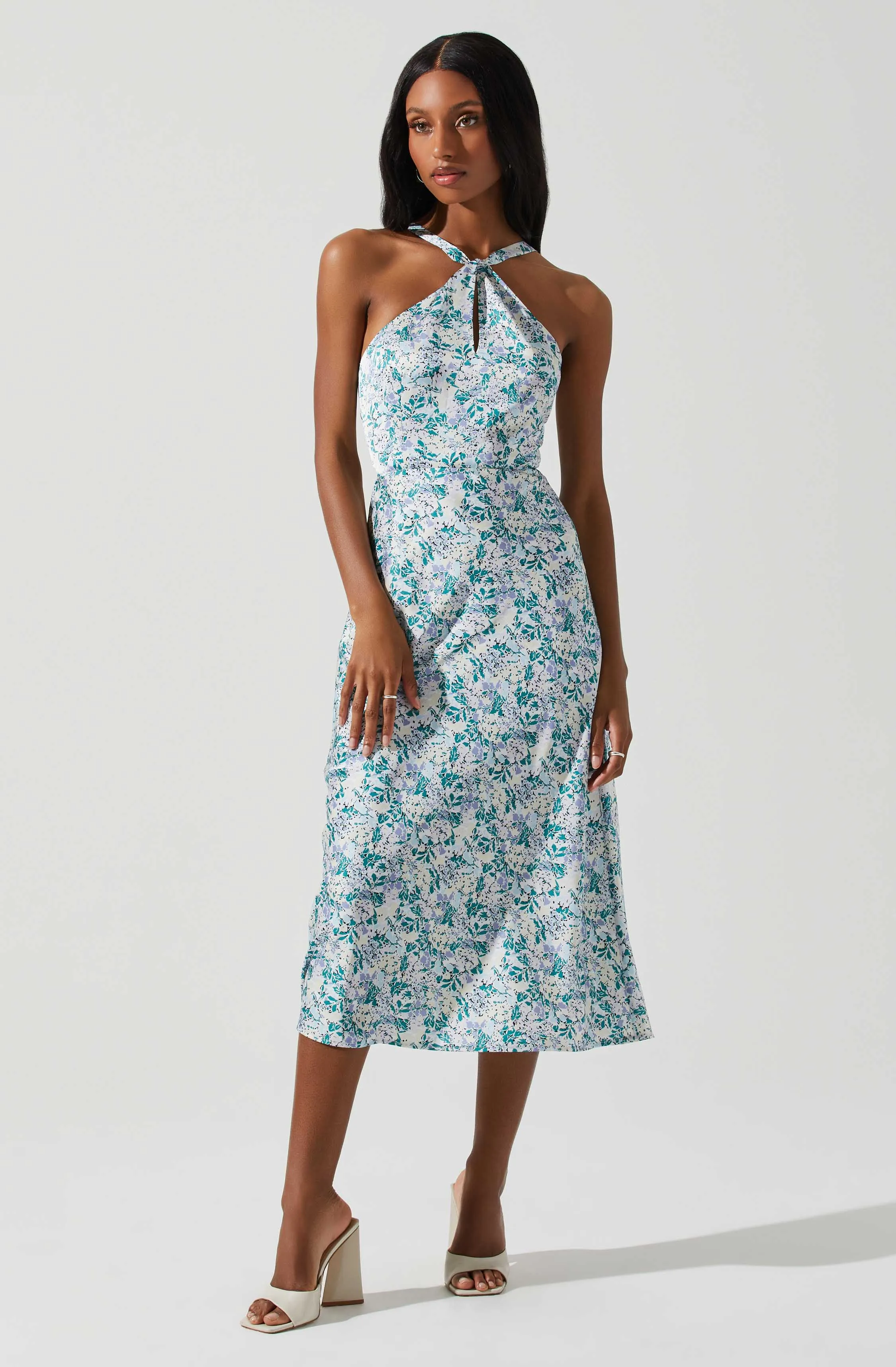 Sandrine Floral Halter Midi Dress