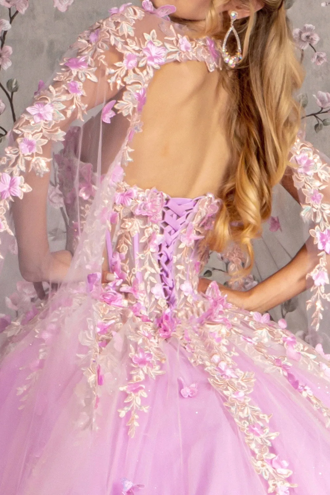 Sheer Bodice Strapless Sweetheart Mesh Ball Gown Side Mesh Long Drapes GLGL3467