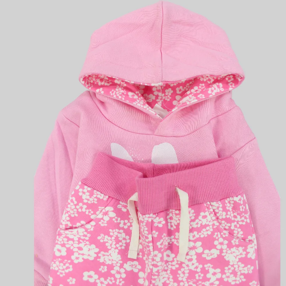 Sleepy Bunny Long-Sleeved Fleeced Hooded Pajama