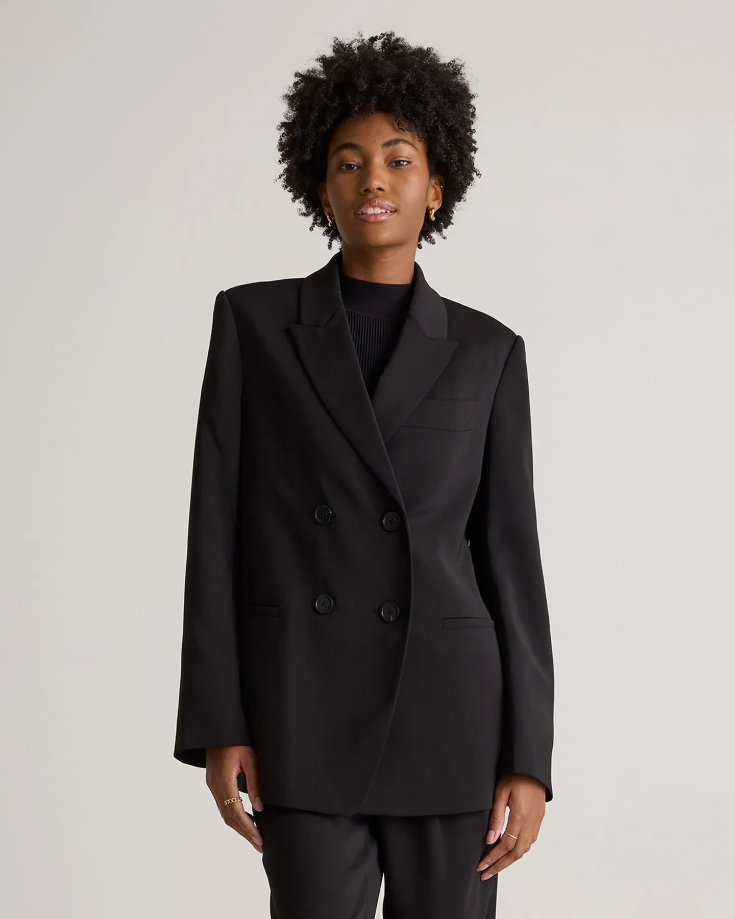 Stretch Crepe Double-Breasted Blazer