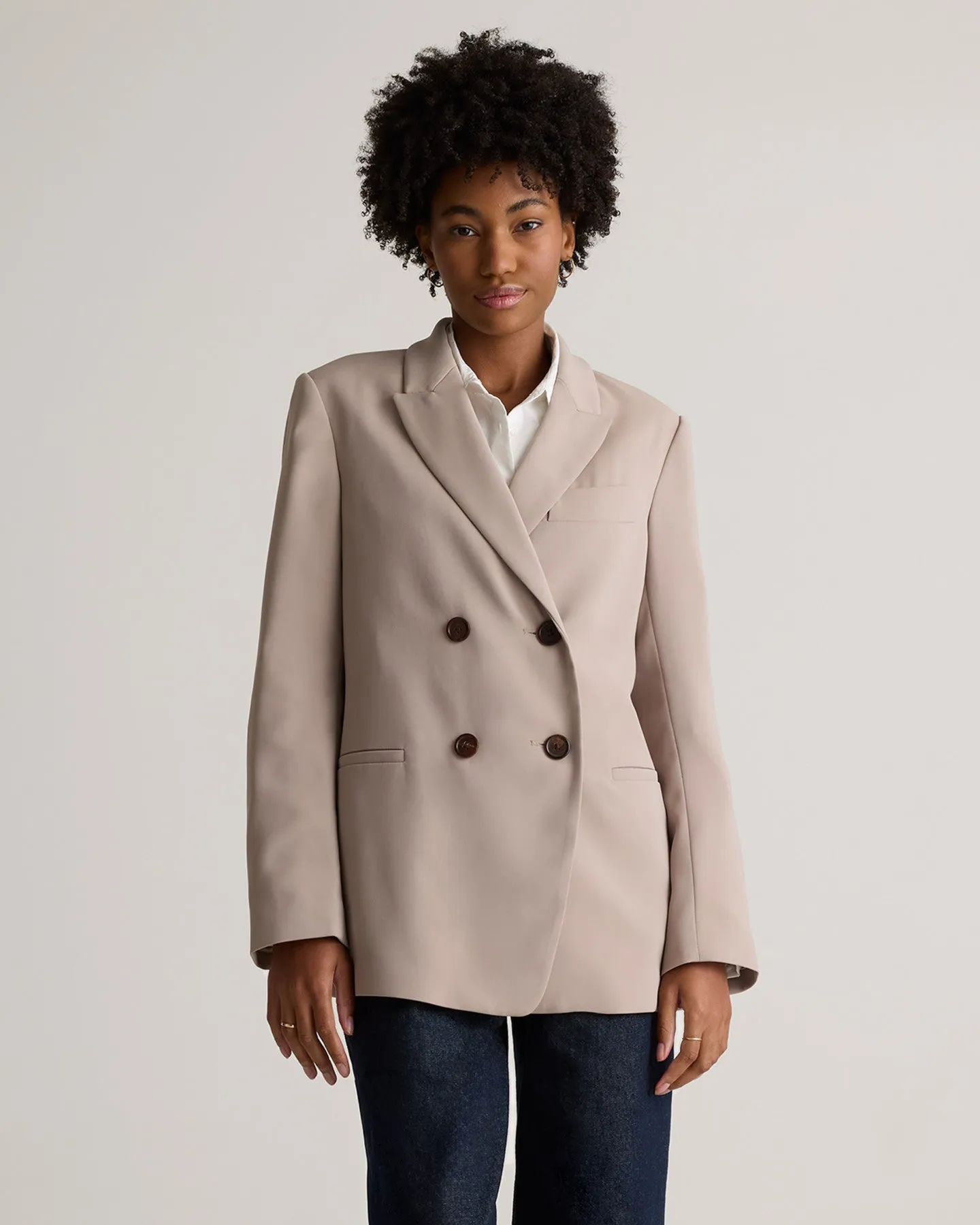 Stretch Crepe Double-Breasted Blazer