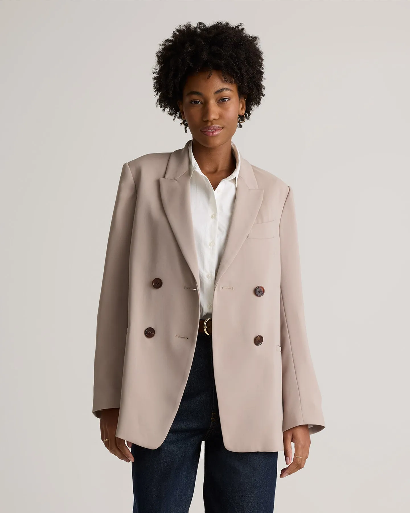 Stretch Crepe Double-Breasted Blazer