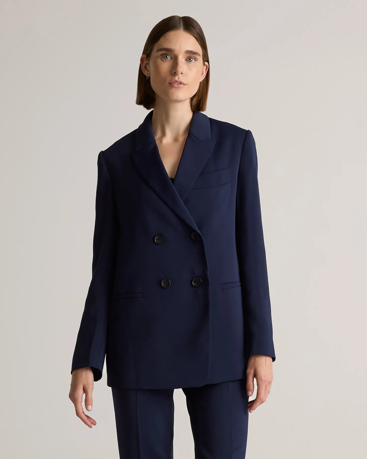 Stretch Crepe Double-Breasted Blazer