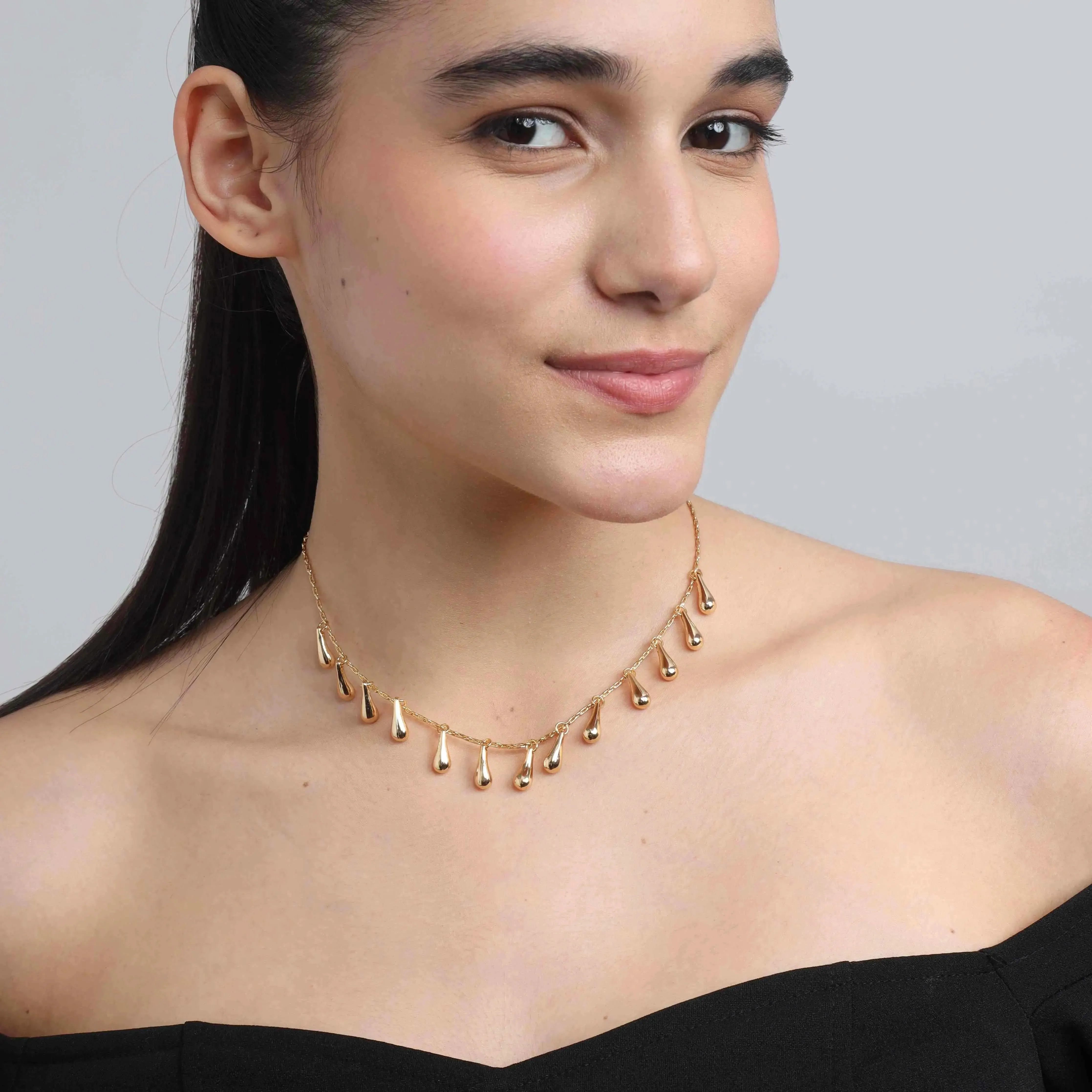 TFC Dew Drop Gold Plated Dainty Necklace