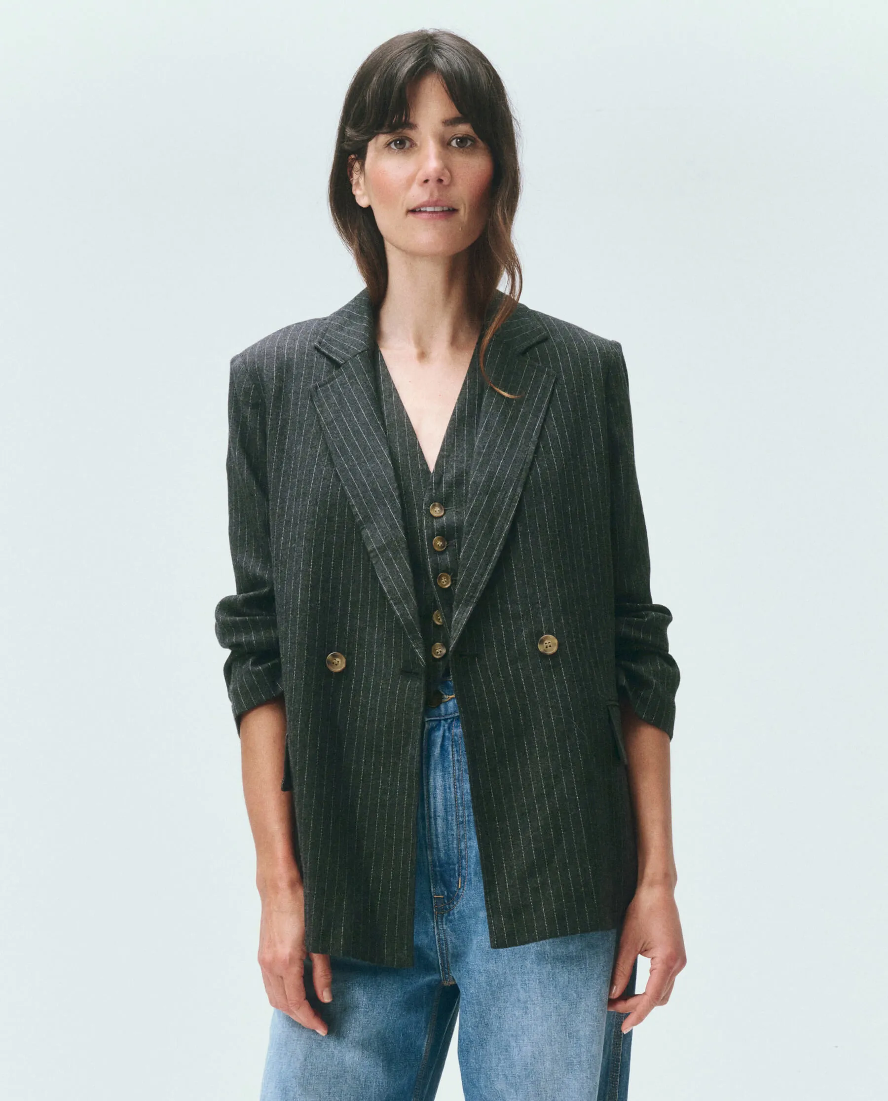 The Shlumpy Blazer. -- Gray Pin Stripe