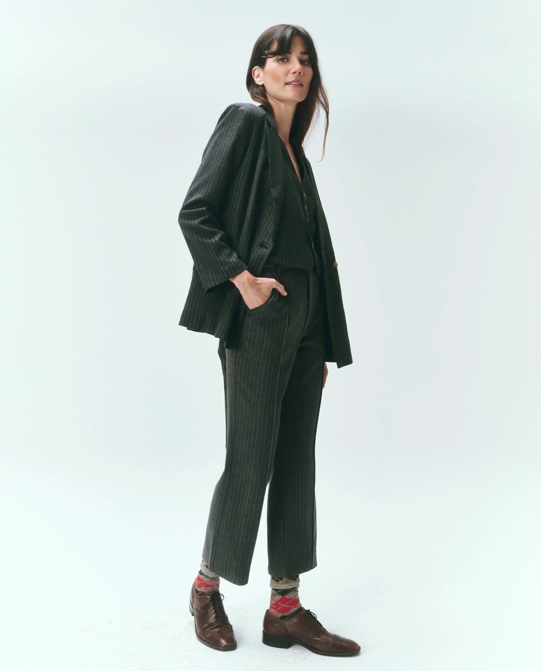 The Shlumpy Blazer. -- Gray Pin Stripe