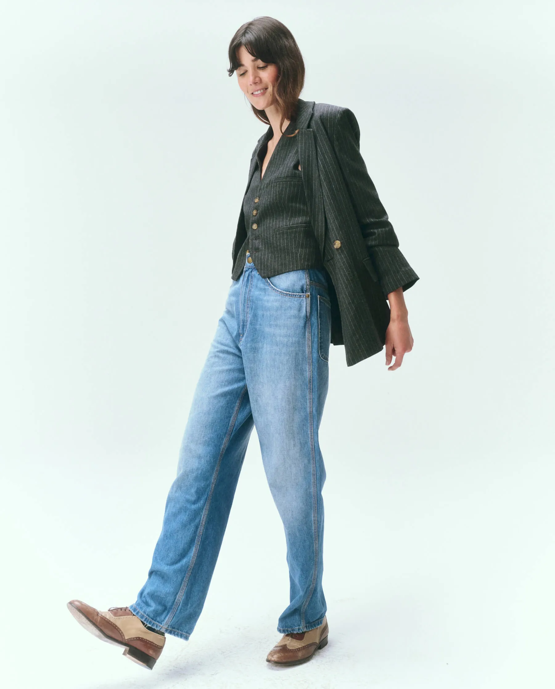 The Shlumpy Blazer. -- Gray Pin Stripe