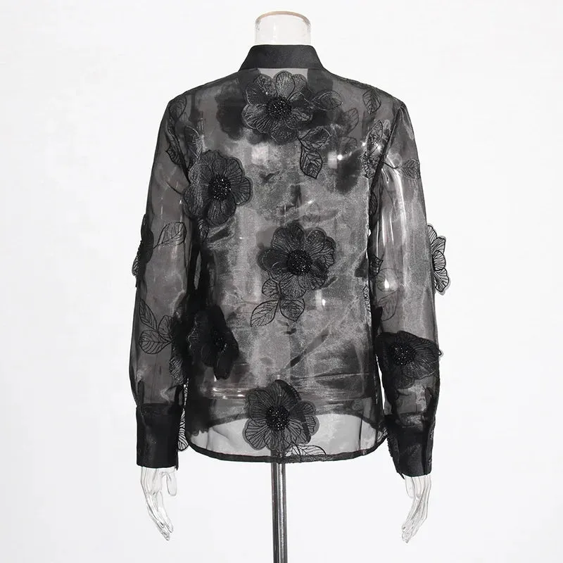 Trend4us Women’s Embroidered Floral Long Sleeve Blouse