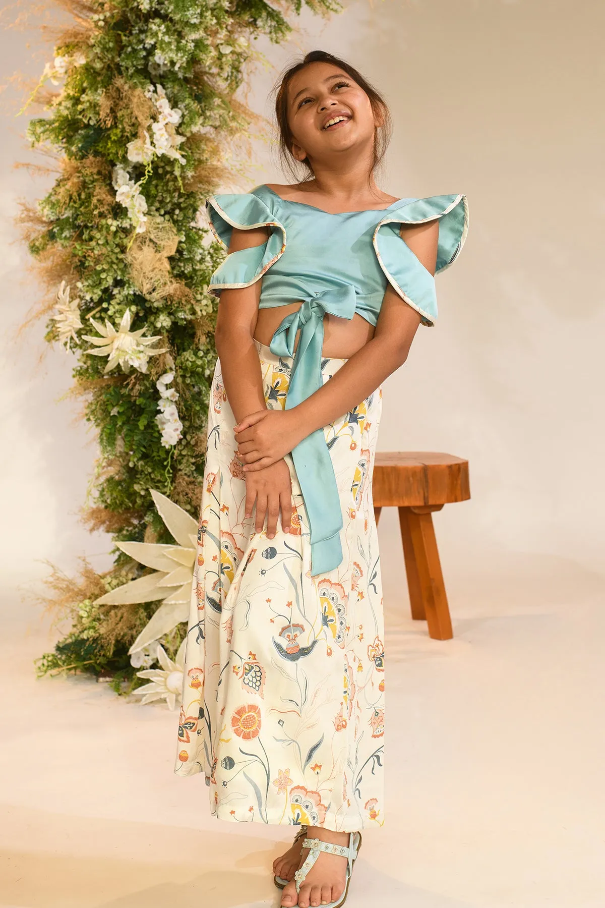 Voyager Whirl- Printed Trousers With Top Set For Girls