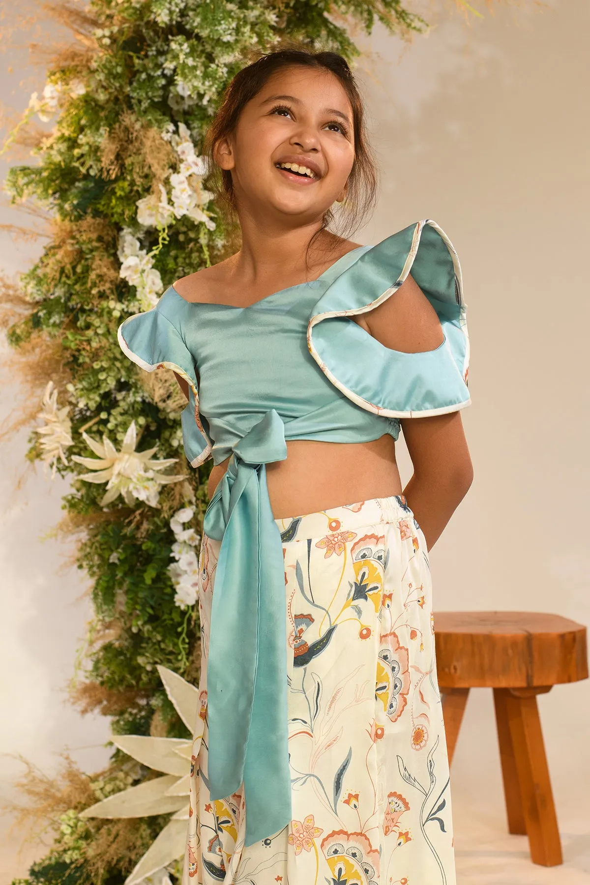 Voyager Whirl- Printed Trousers With Top Set For Girls