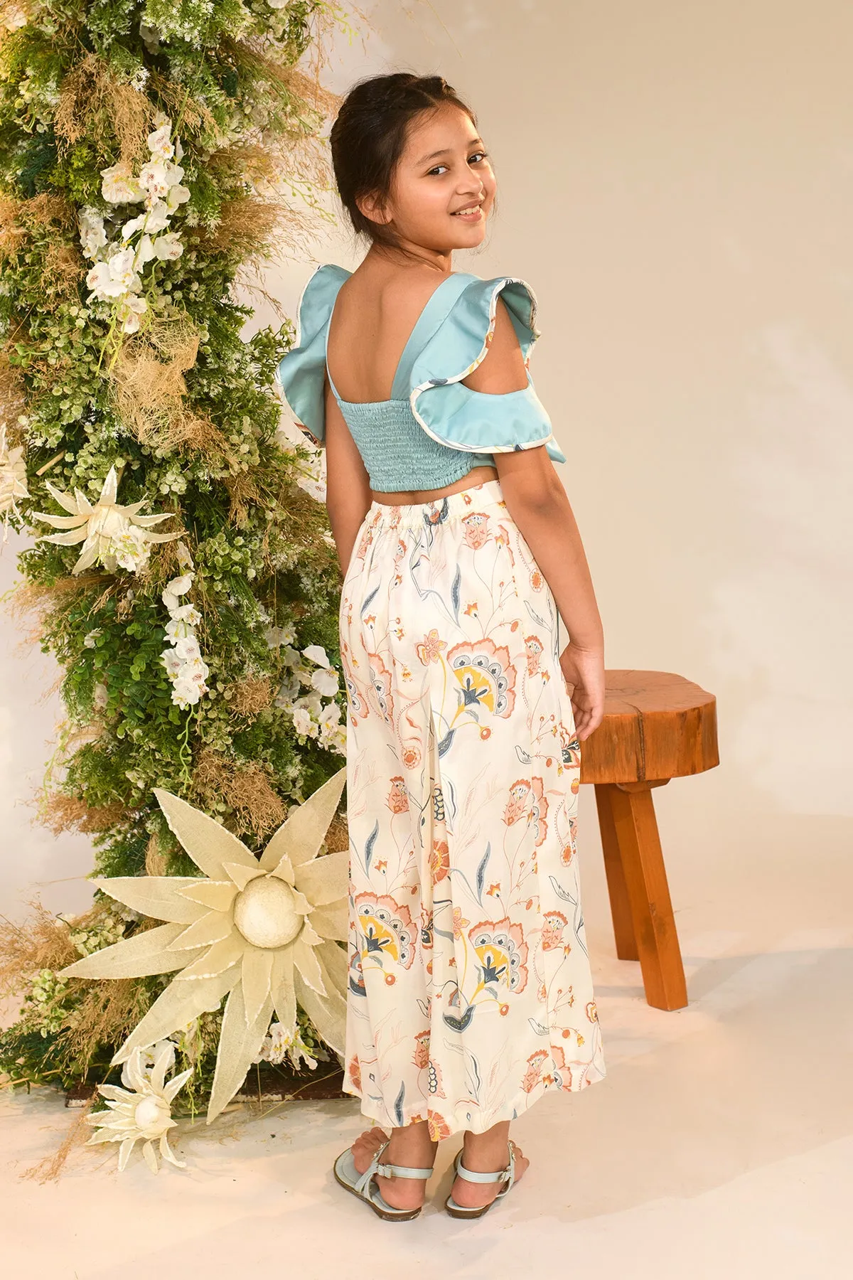 Voyager Whirl- Printed Trousers With Top Set For Girls