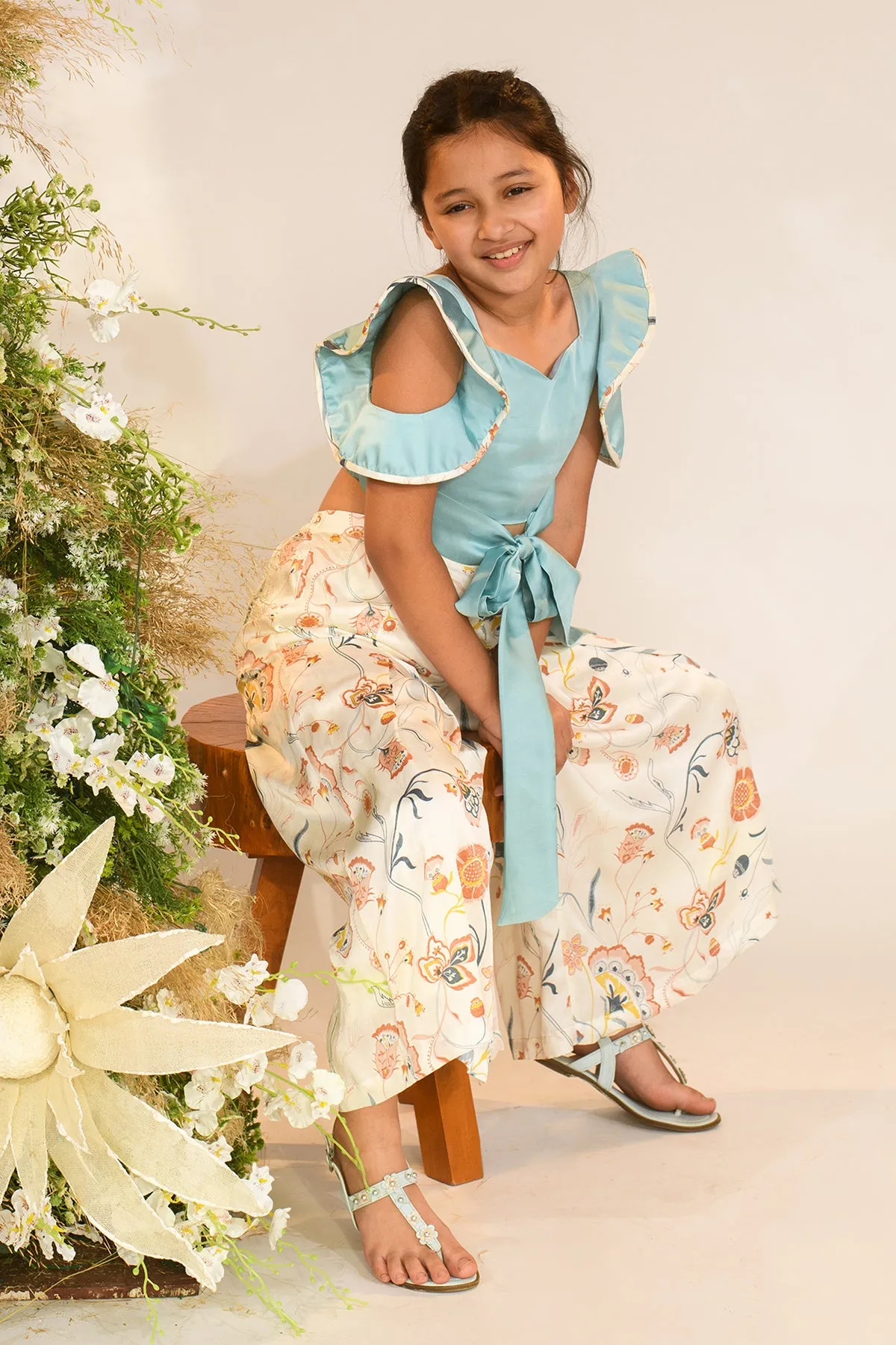 Voyager Whirl- Printed Trousers With Top Set For Girls
