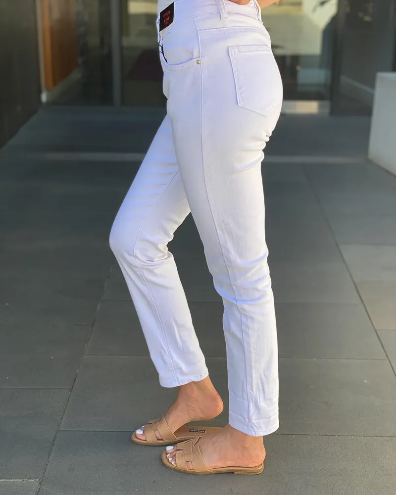 White High Rise Jeans