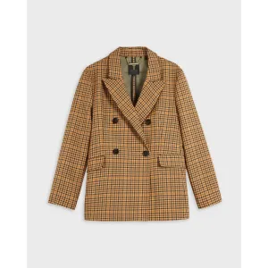 Women Wmj-Eelise-Double Breasted Peaked Lapel  Blazer - Lt-Brown