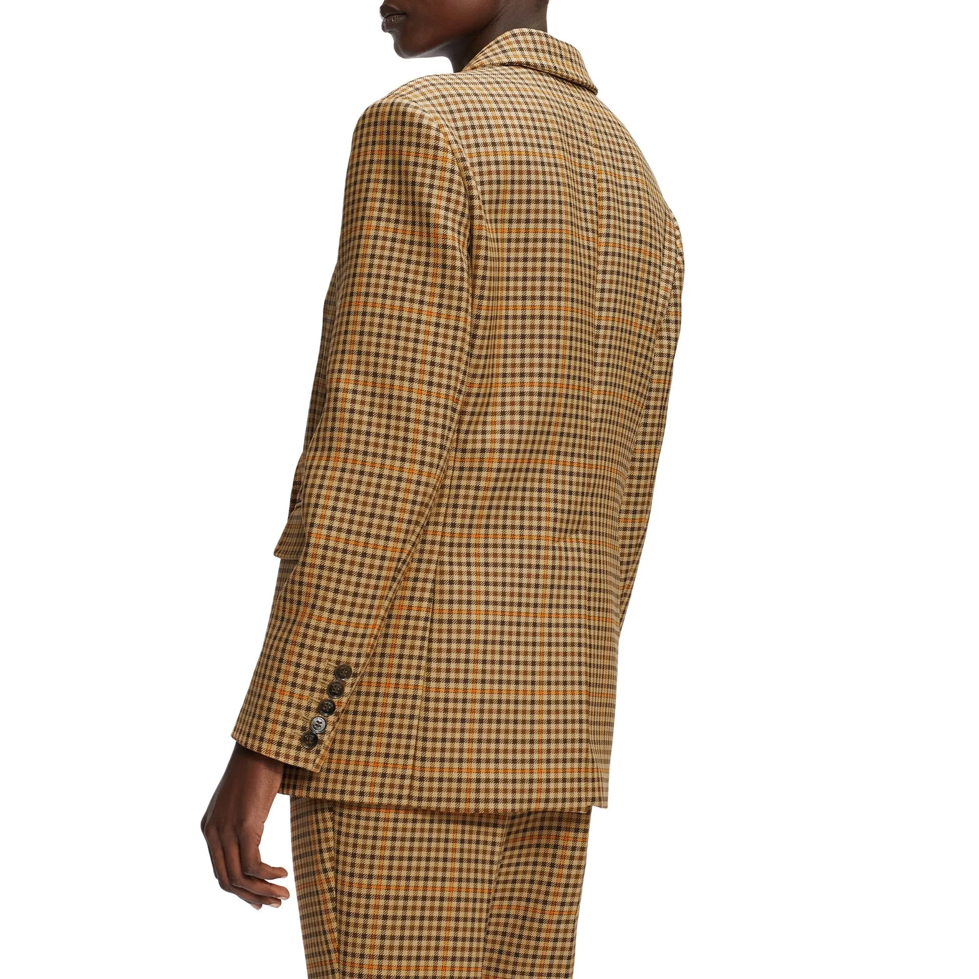 Women Wmj-Eelise-Double Breasted Peaked Lapel  Blazer - Lt-Brown