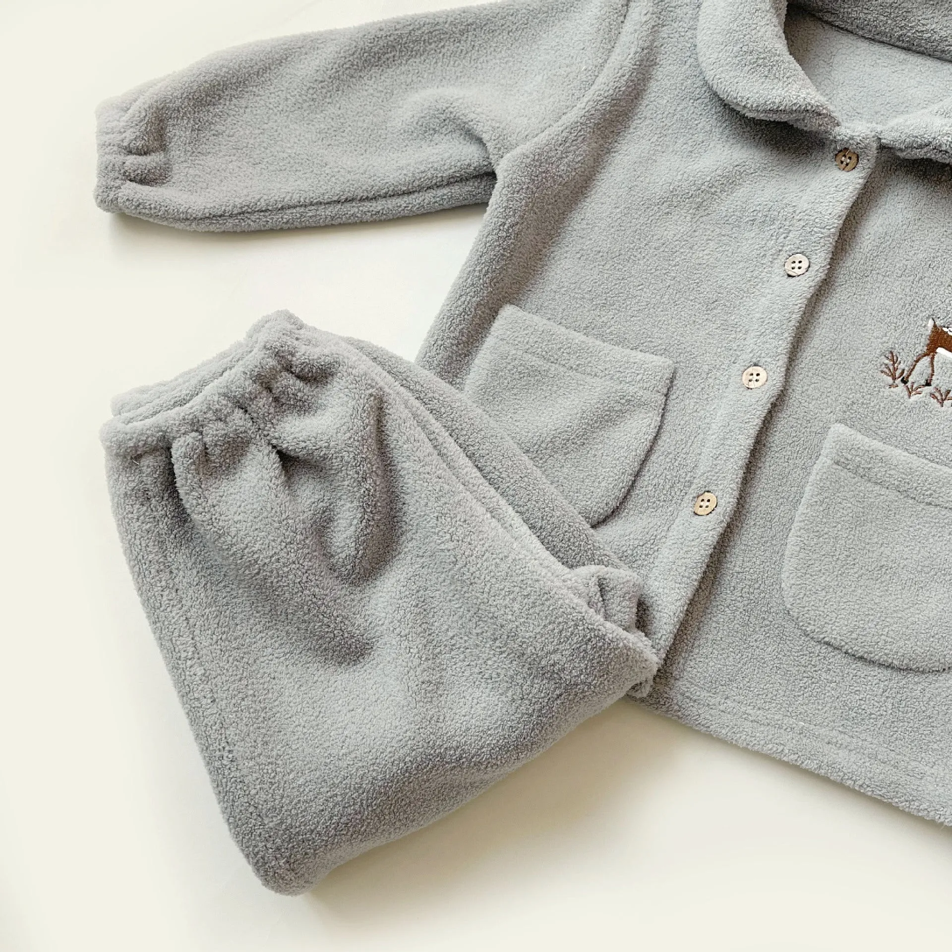 Woodland Embroidered 2-Piece Fleece Suit