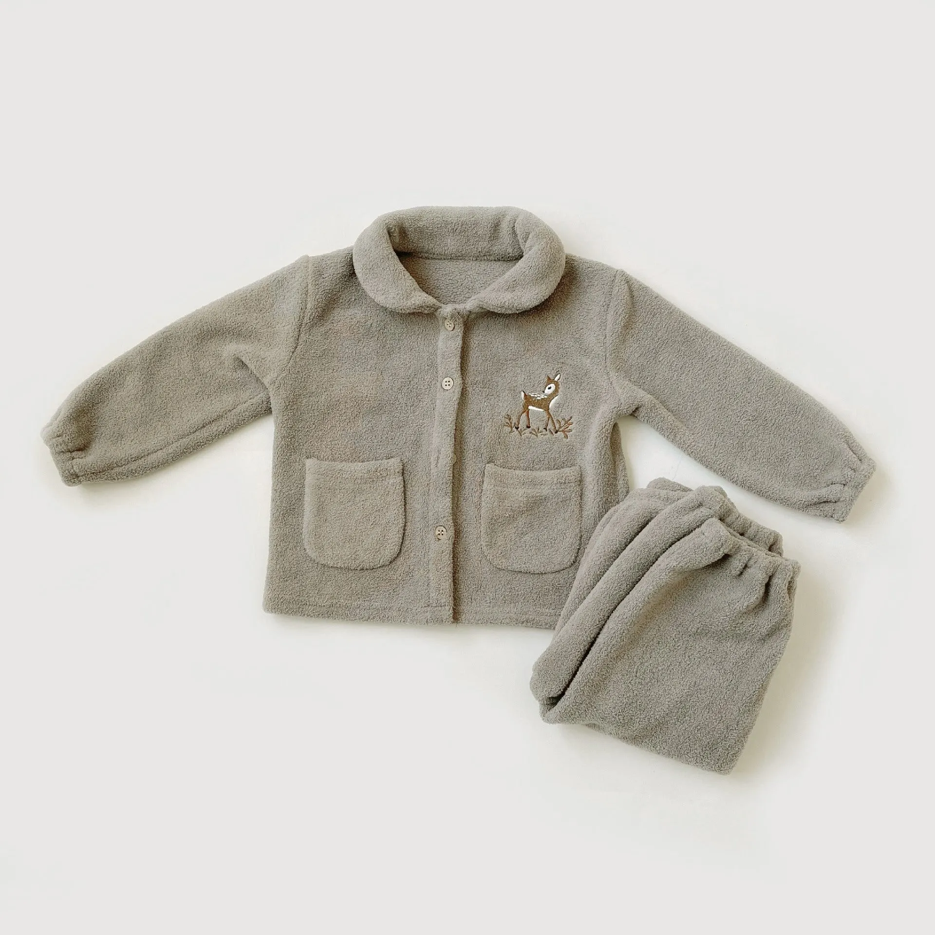 Woodland Embroidered 2-Piece Fleece Suit
