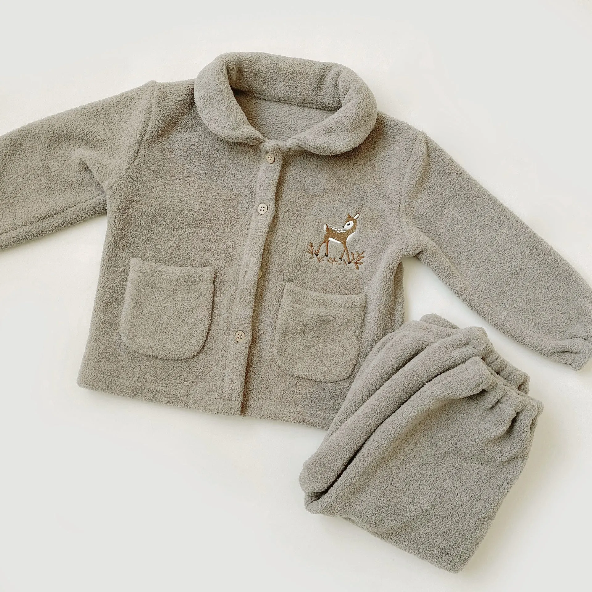 Woodland Embroidered 2-Piece Fleece Suit