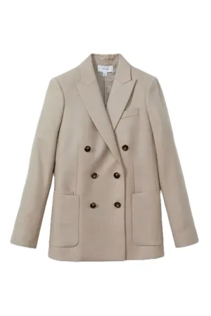 Wool Blend Double Breasted Blazer